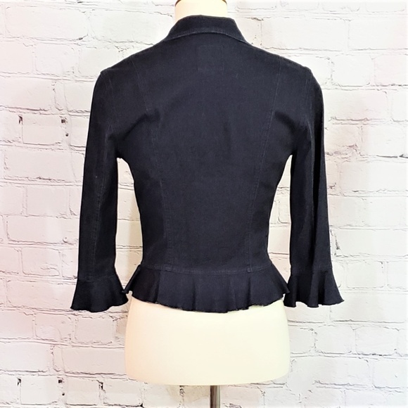 MOSCHINO Front Zip Denim Ruffle Jacket/Cardigan, 8 - Picture 3 of 3